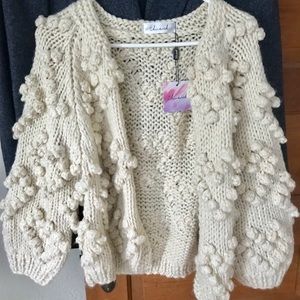 Chicwish - heart Pom Pom cardigan
